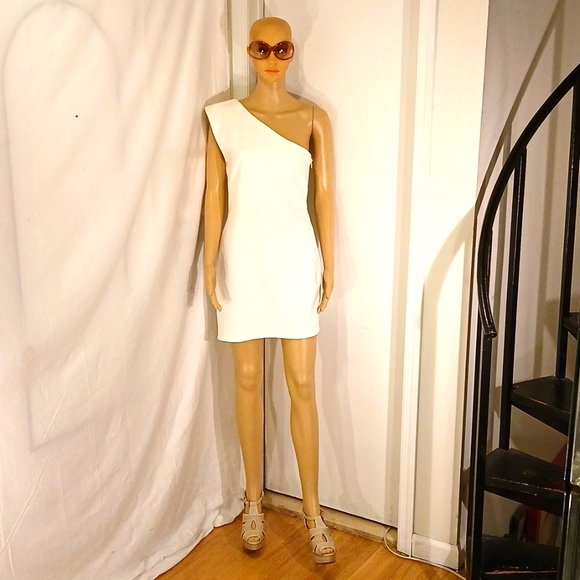 🔥 NWT Amanda Uprichard White Ivory/White One Shoulder Dress. - Picture 12 of 12